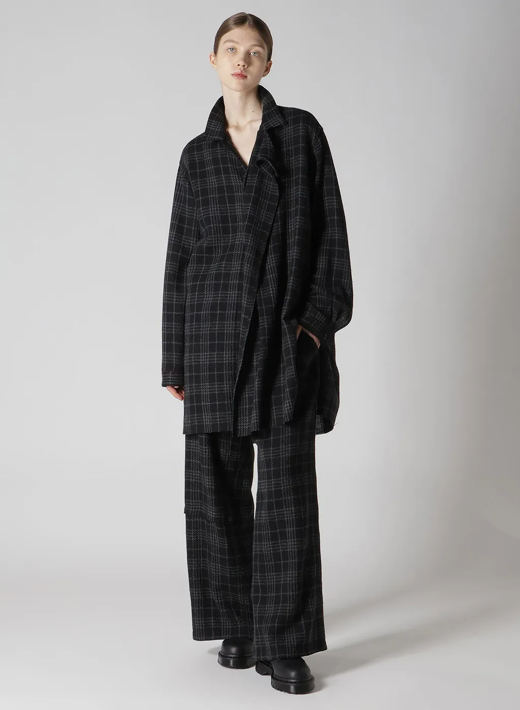 W/ Check Red Stitch Long Straight Pants