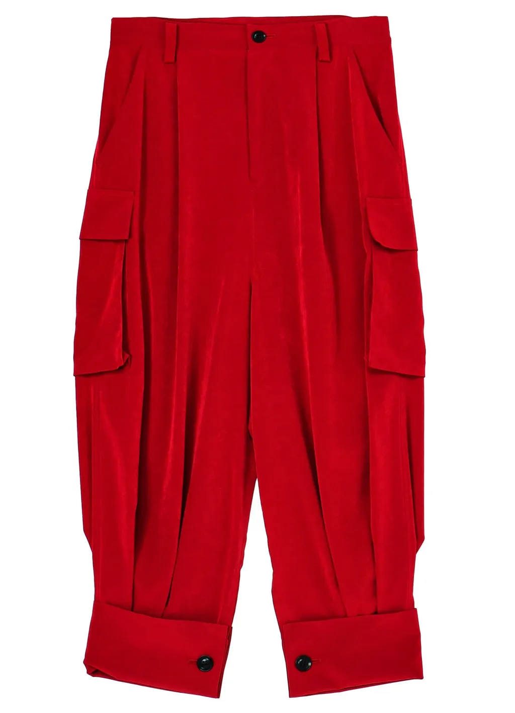 Crepe De Chine Cuffed Hem Cargo Pants
