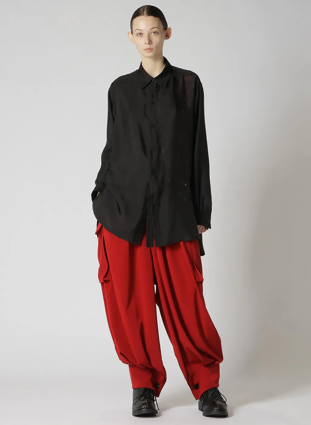 Crepe De Chine Cuffed Hem Cargo Pants