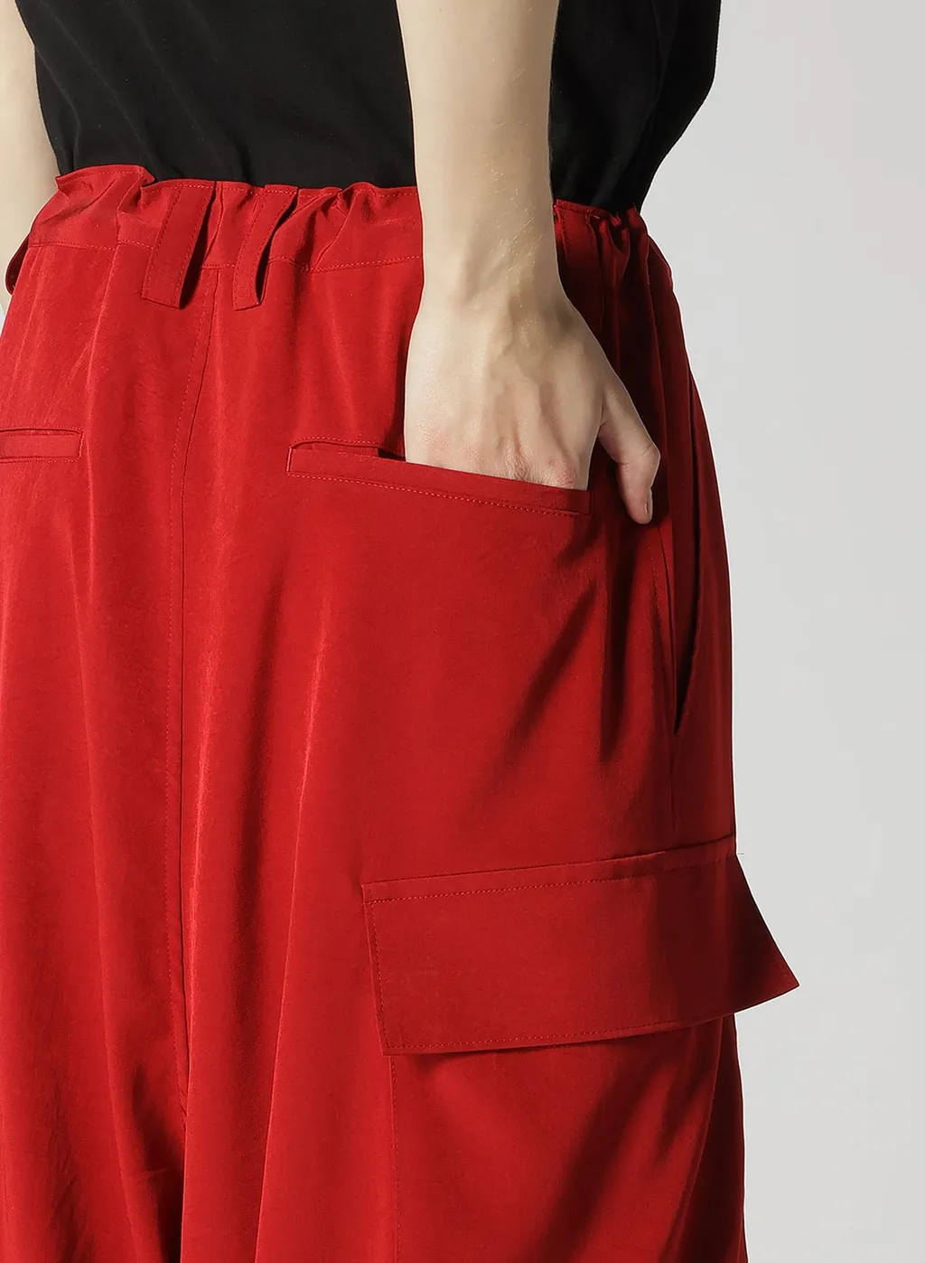 Crepe De Chine Cuffed Hem Cargo Pants