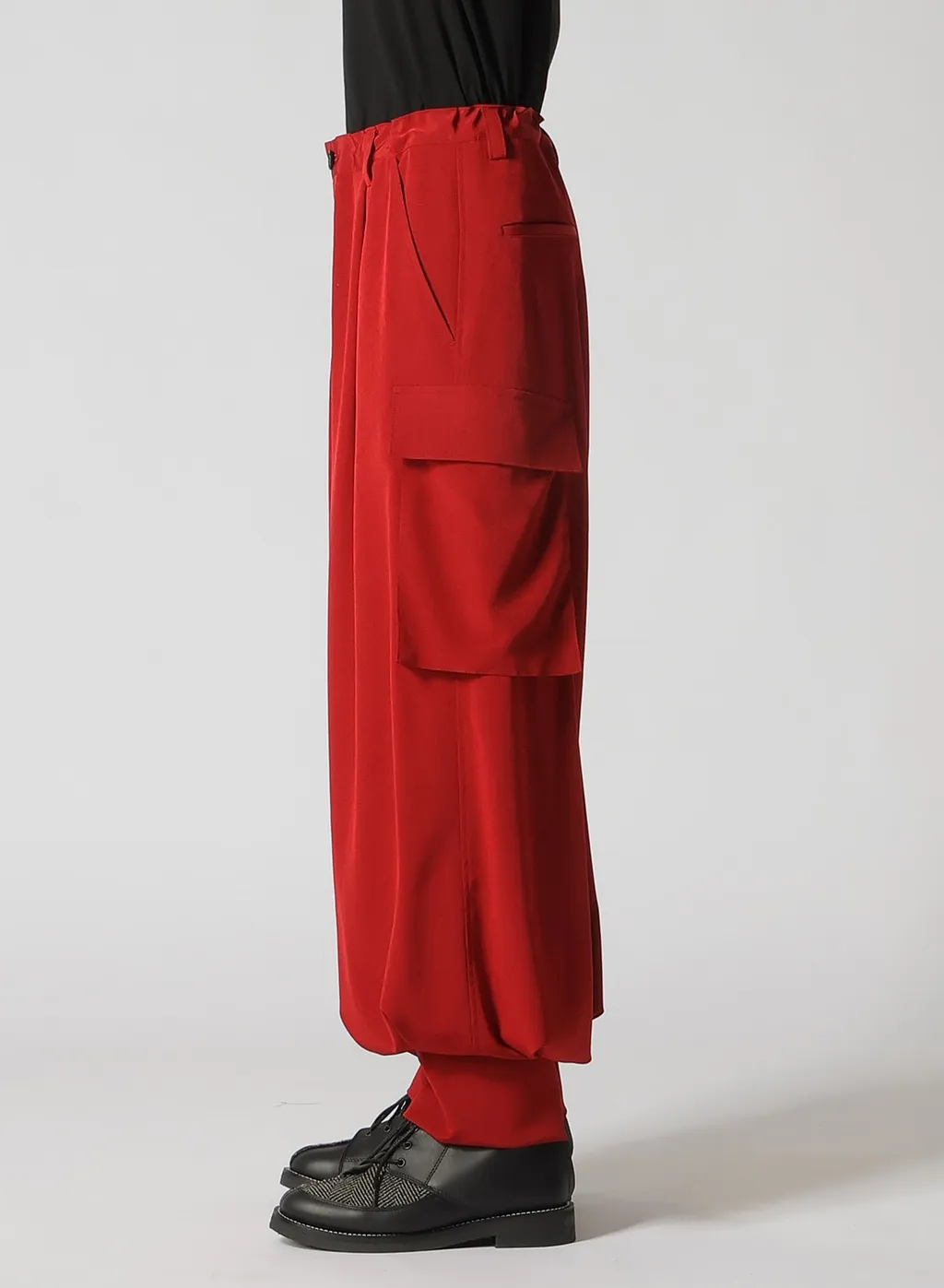 Crepe De Chine Cuffed Hem Cargo Pants
