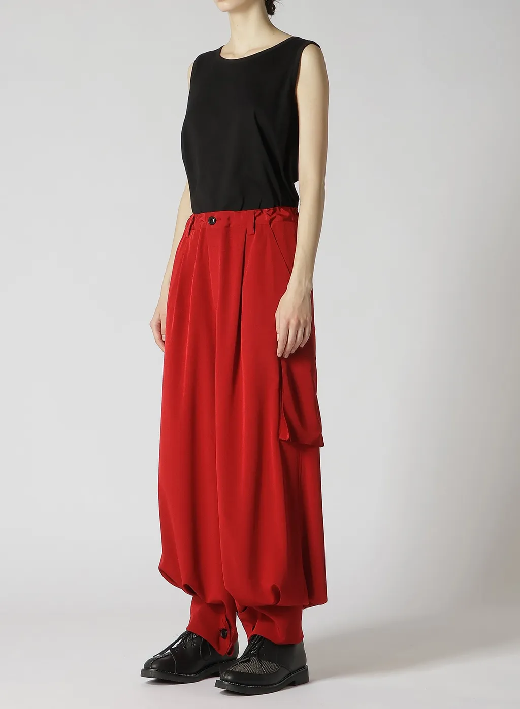Crepe De Chine Cuffed Hem Cargo Pants