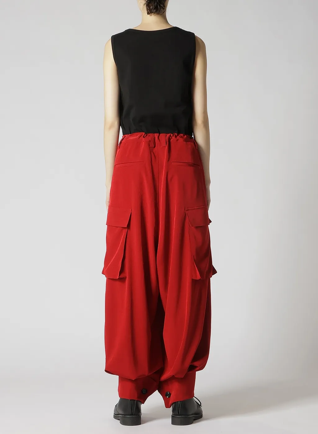 Crepe De Chine Cuffed Hem Cargo Pants