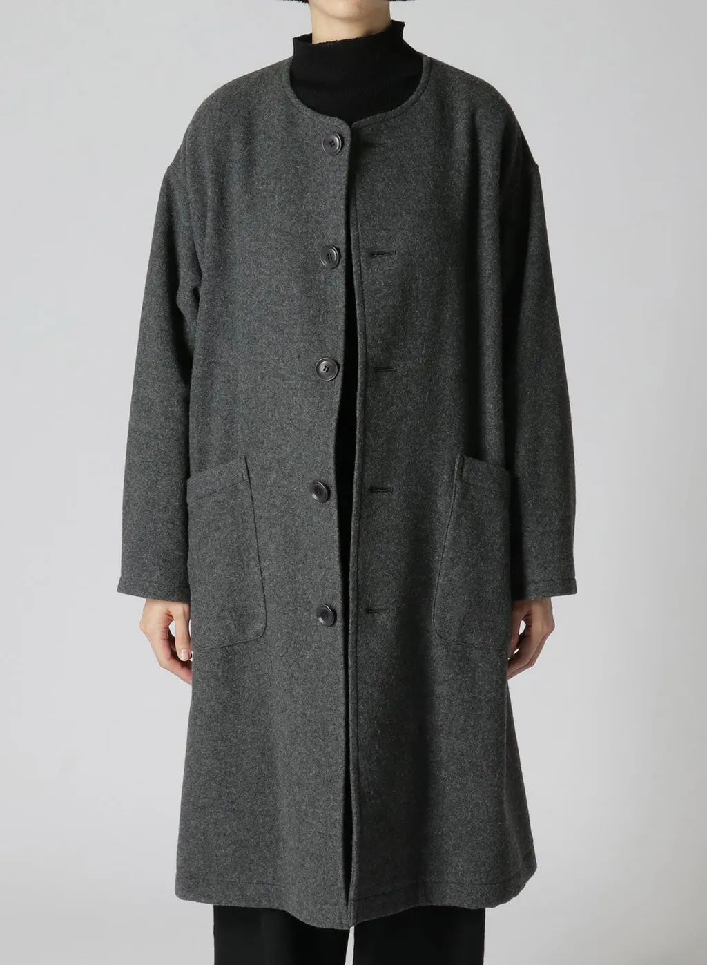 Airy Mosser Collarless Coat