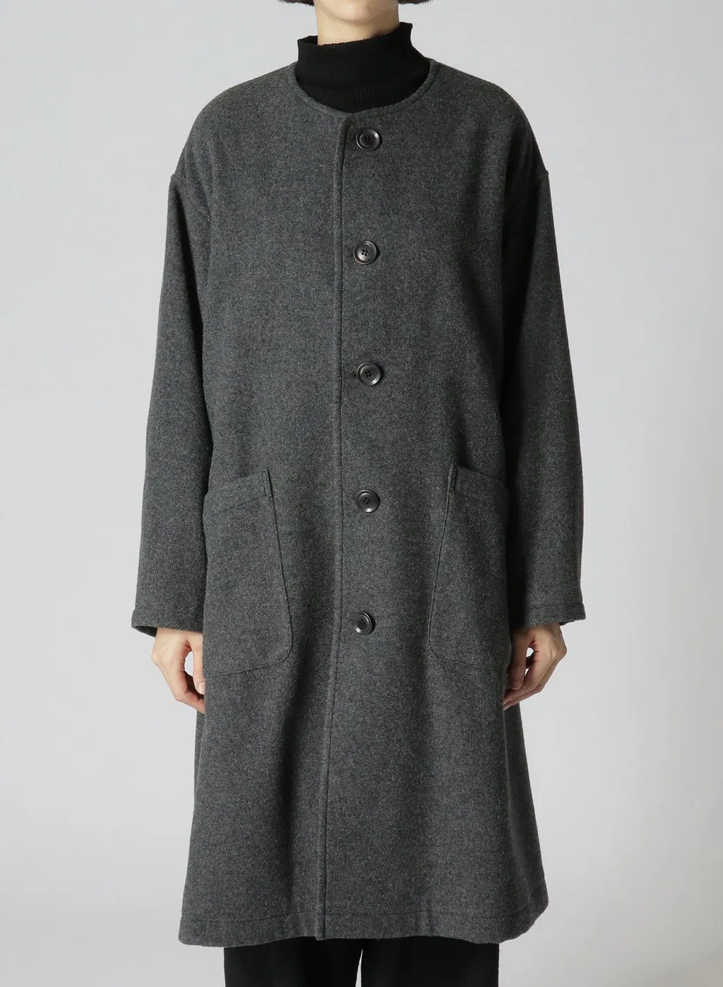 Airy Mosser Collarless Coat