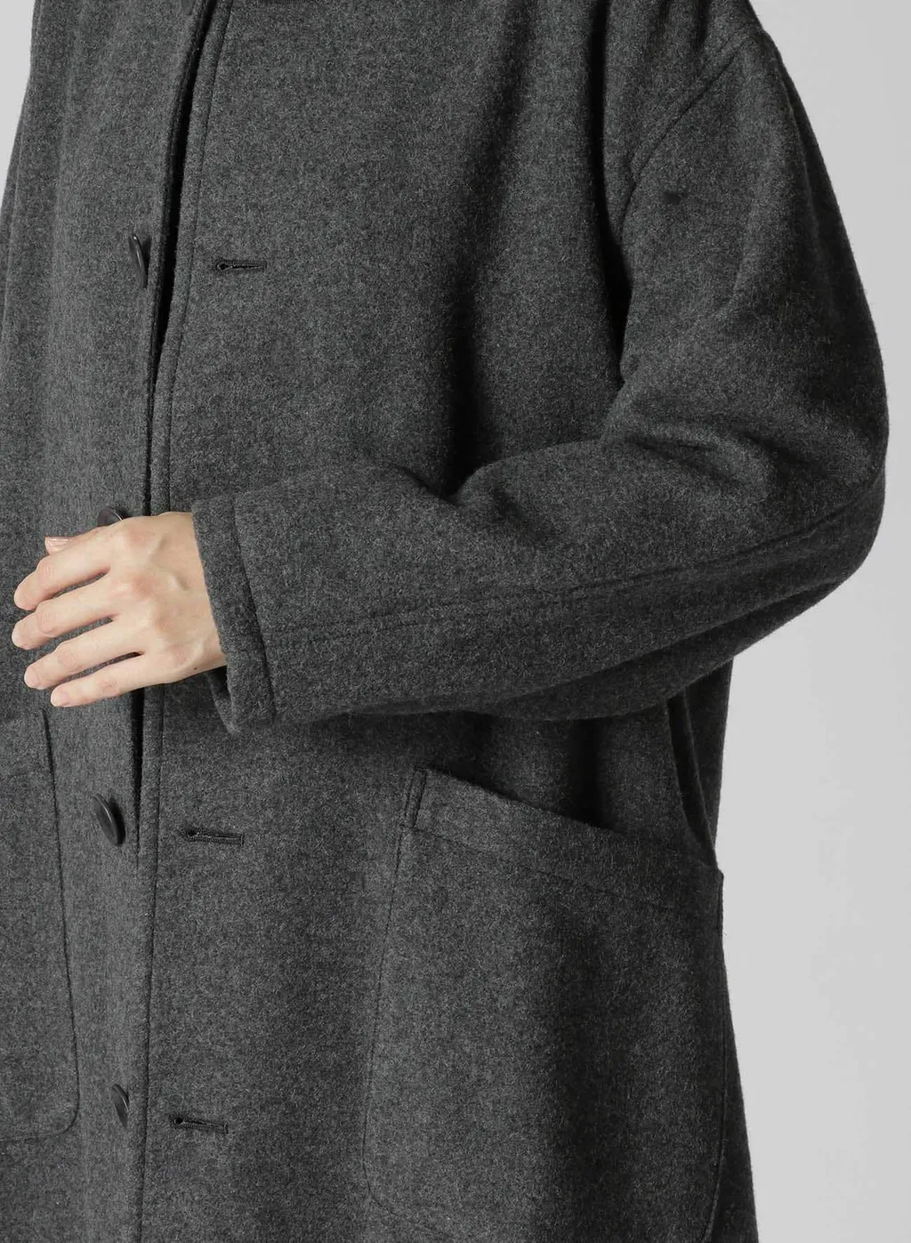 Airy Mosser Collarless Coat