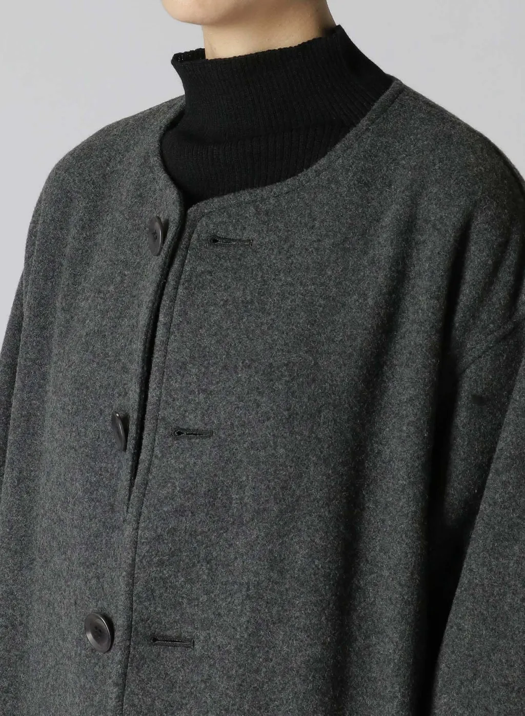 Airy Mosser Collarless Coat