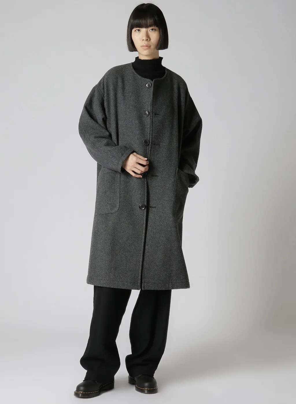 Airy Mosser Collarless Coat