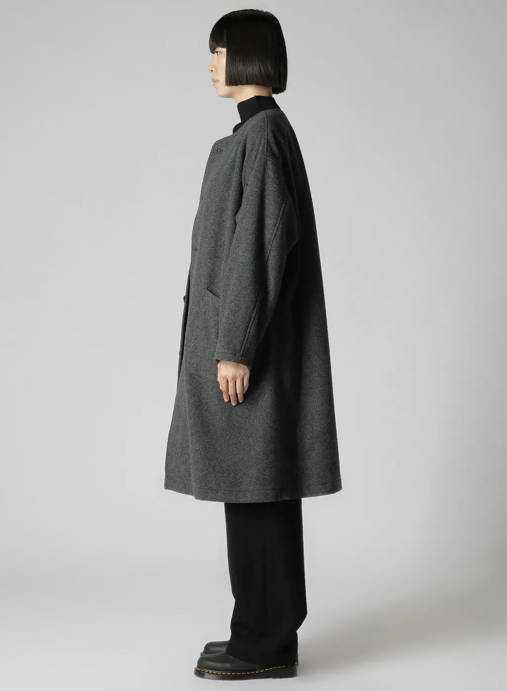 Airy Mosser Collarless Coat