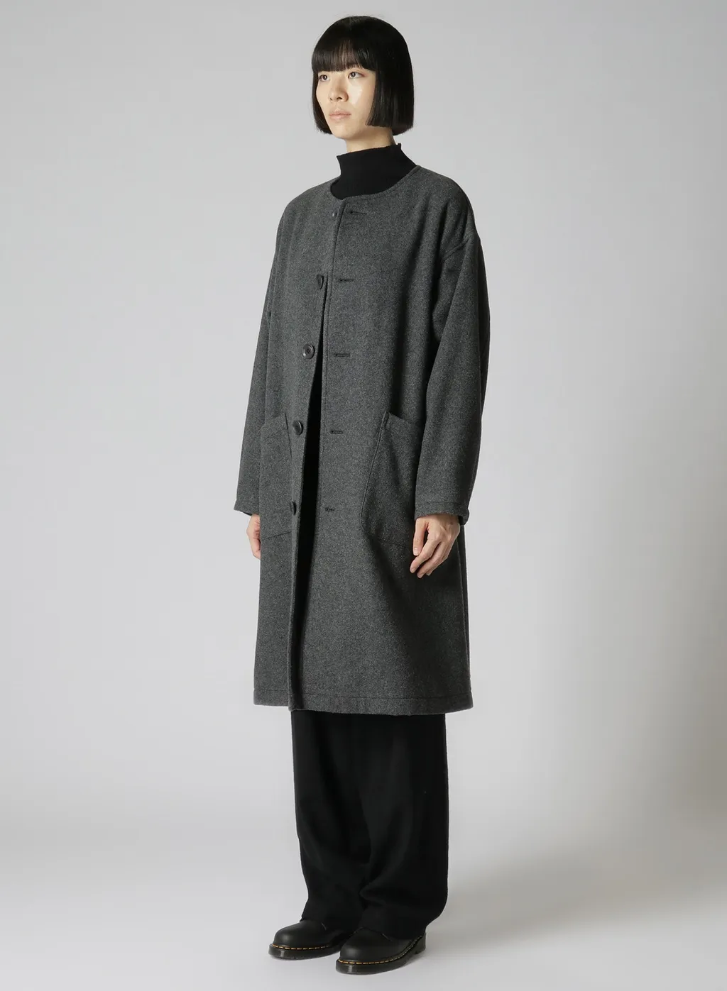 Airy Mosser Collarless Coat