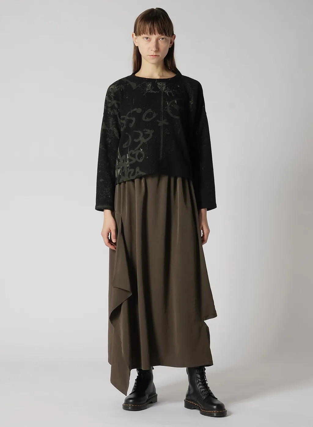 Crepe De Chine Right Drape Skirt