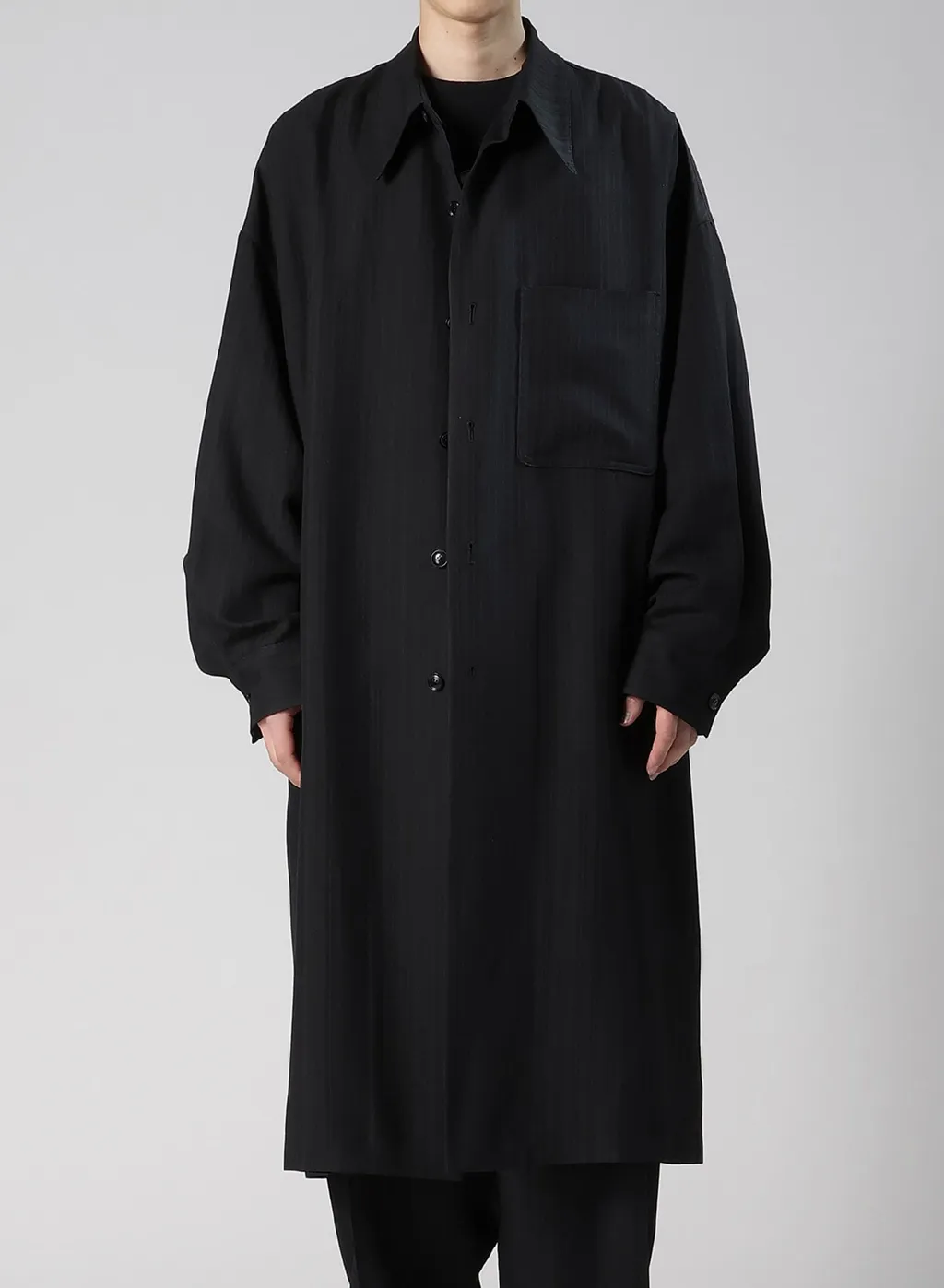 Viscose Tweed Stripe Long Coat