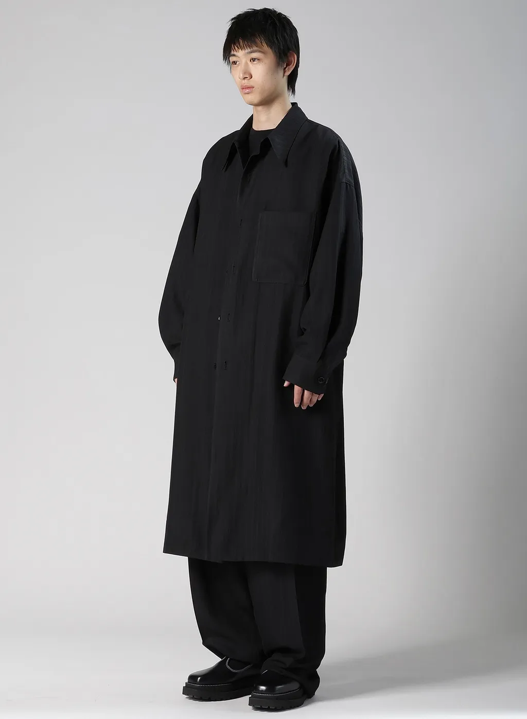 Viscose Tweed Stripe Long Coat