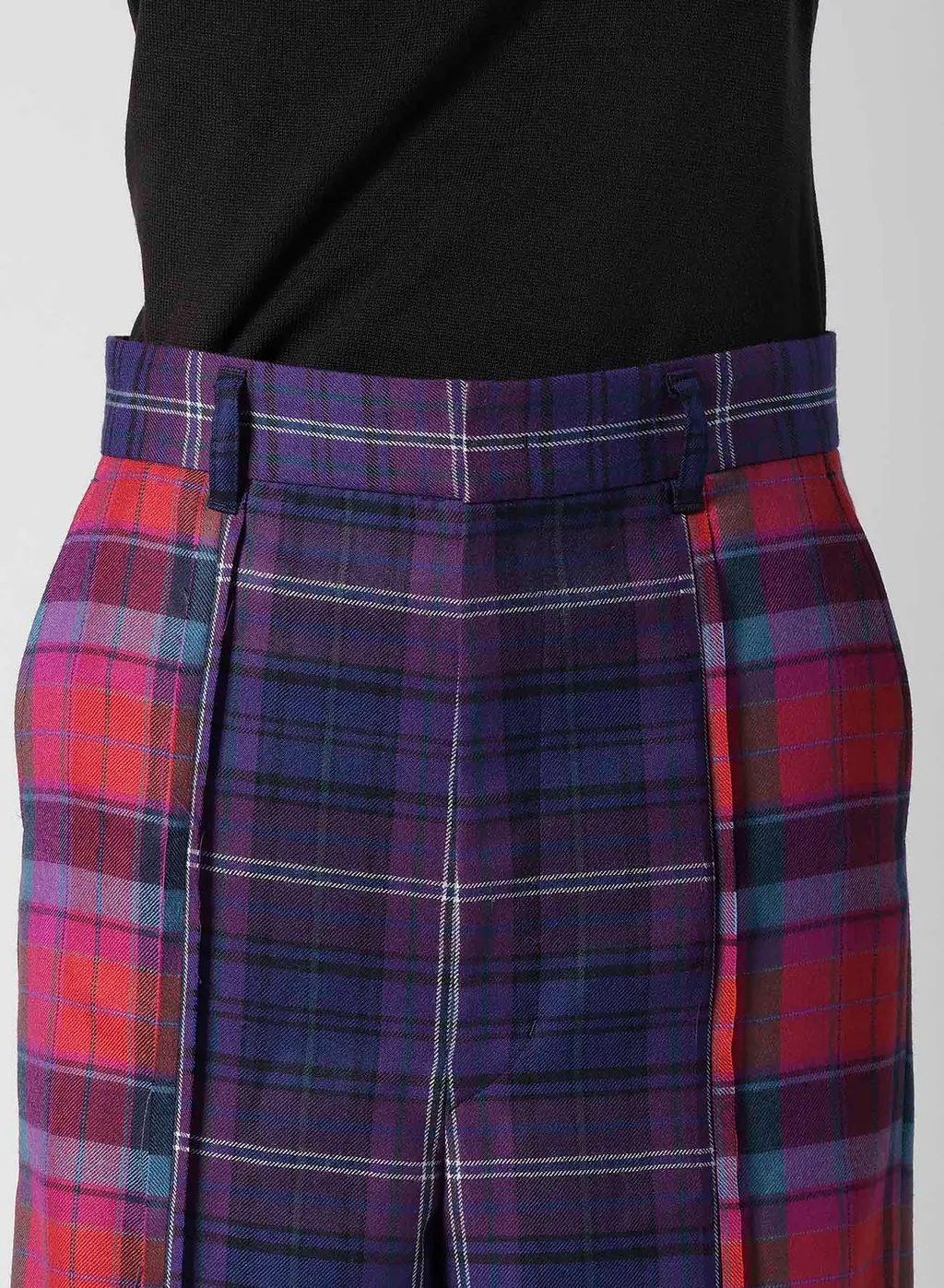 Plaid Panel Pants A