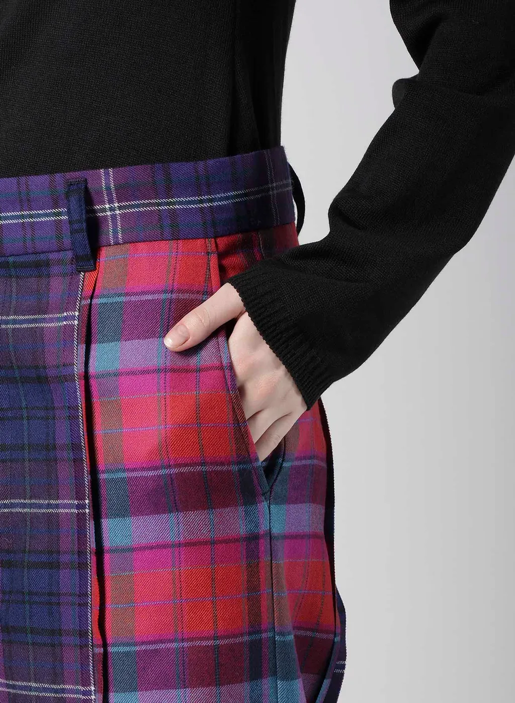 Plaid Panel Pants A