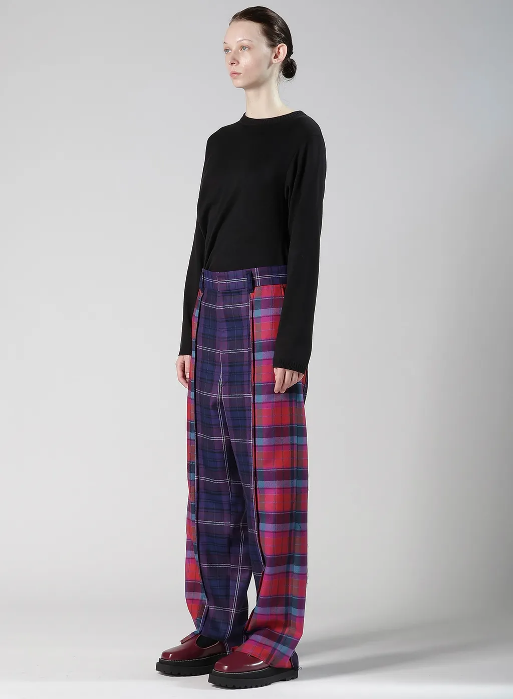 Plaid Panel Pants A