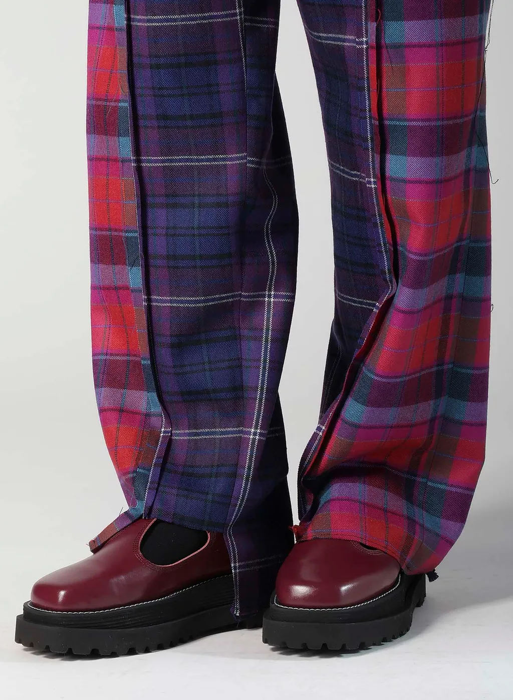Plaid Panel Pants A