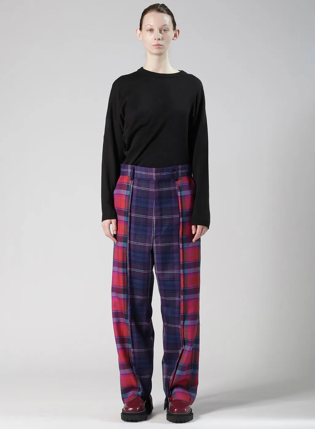 Plaid Panel Pants A