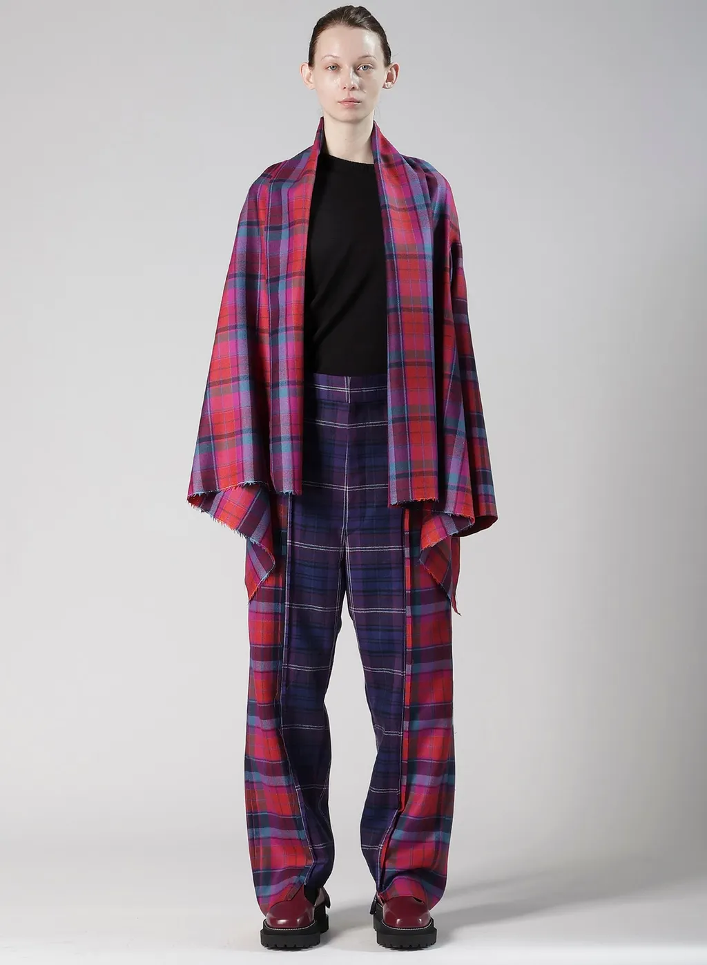 Plaid Panel Pants A