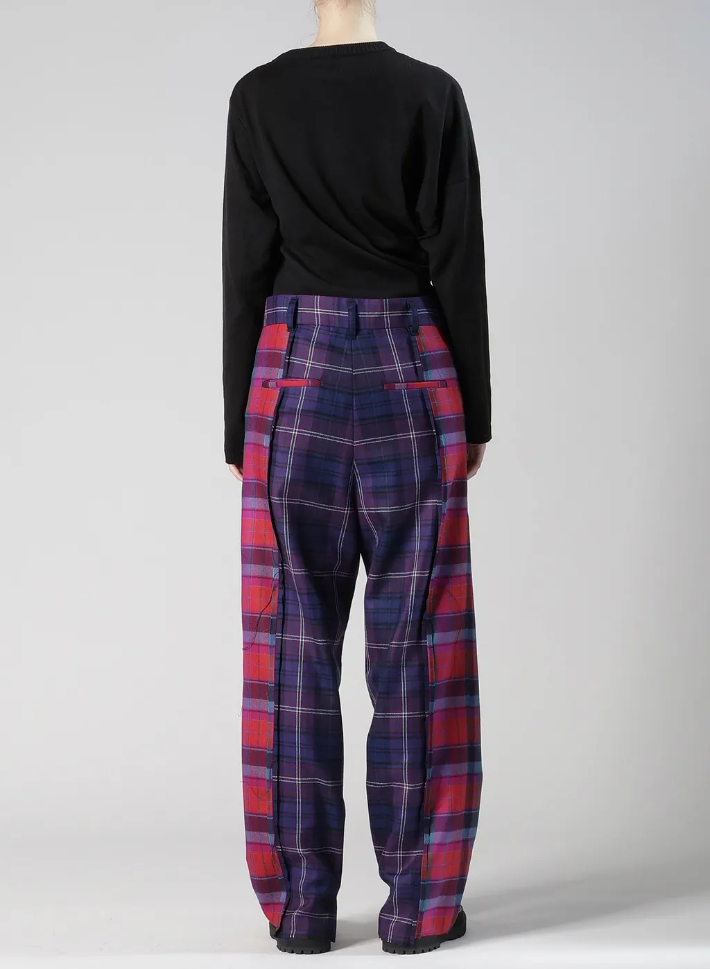 Plaid Panel Pants A