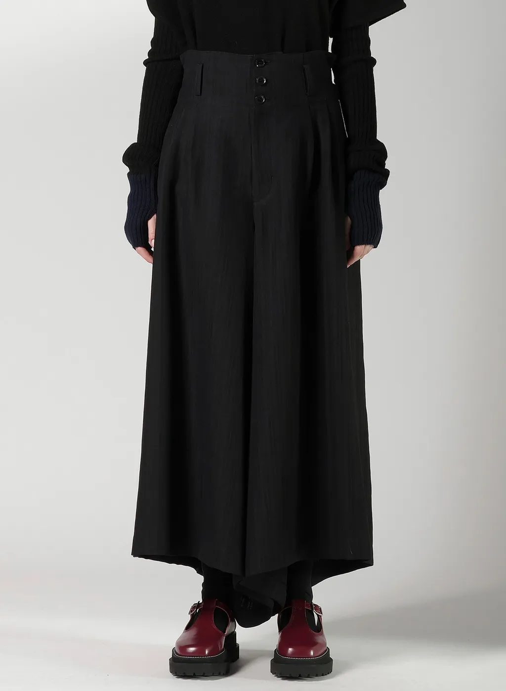 Viscose Tweed Stripe Wide Pants
