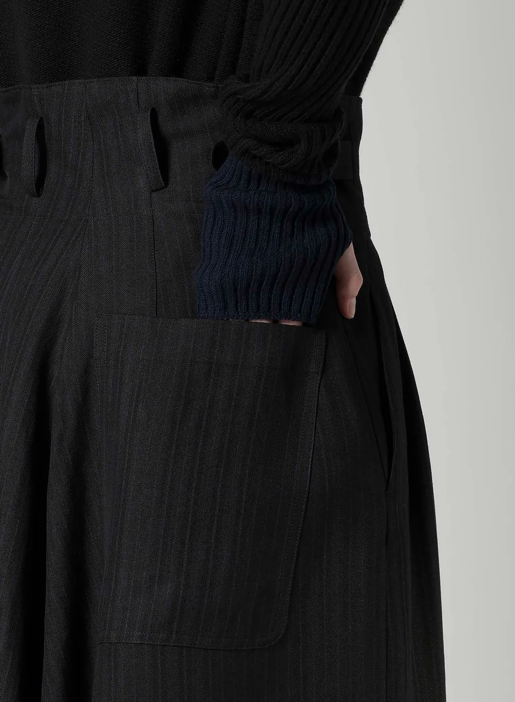 Viscose Tweed Stripe Wide Pants