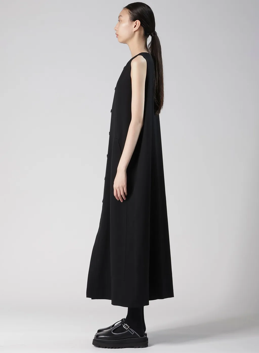 Wool Gabardine Front Open Dress