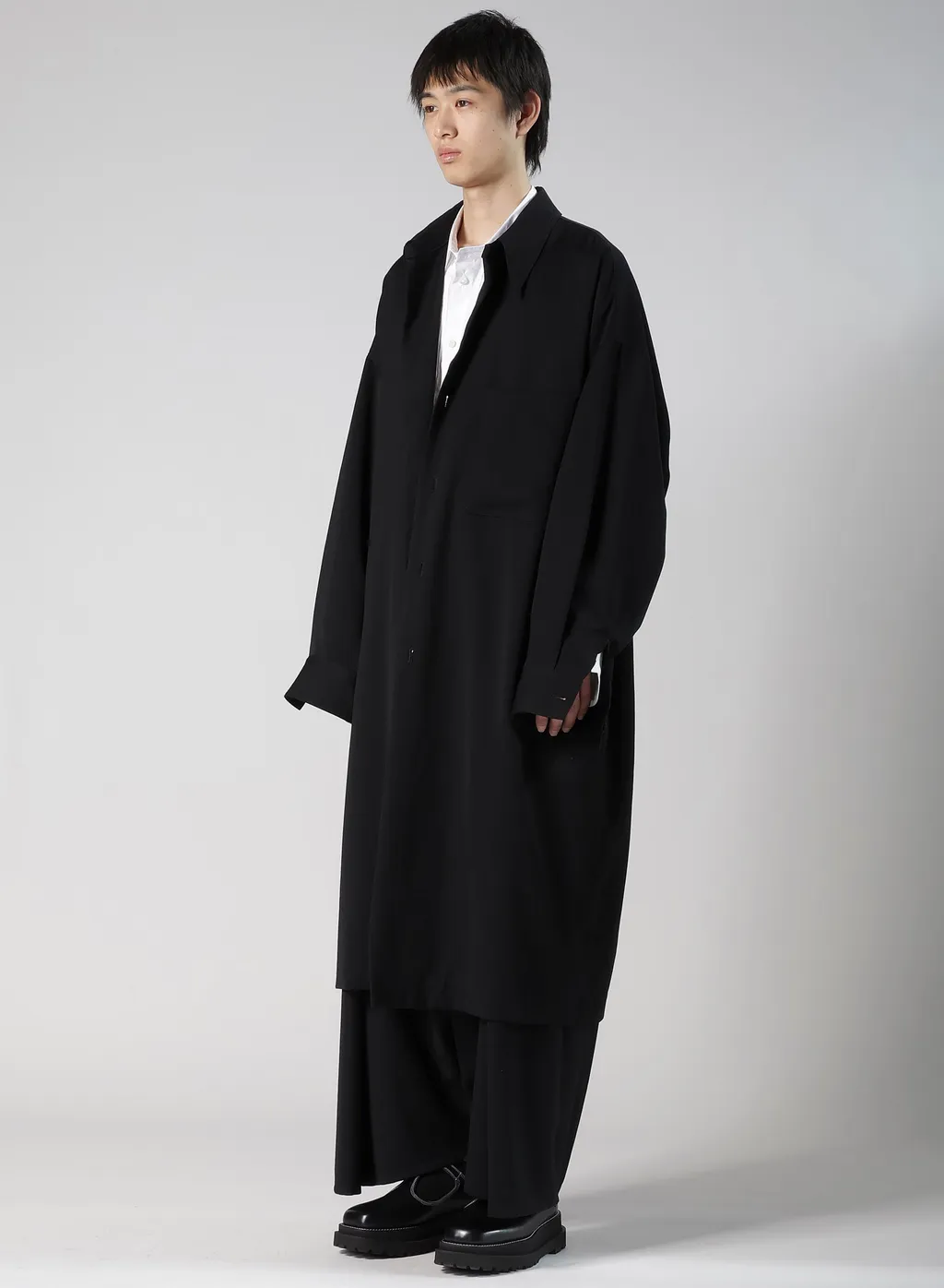 Wool Gabardine Long Coat