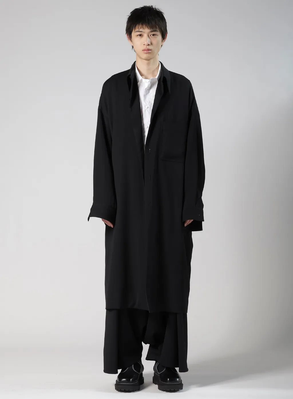 Wool Gabardine Long Coat