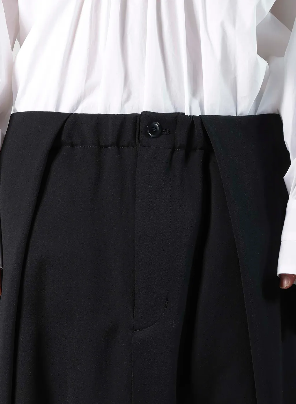 Wool Gabardine Sarouel Tucked Pants