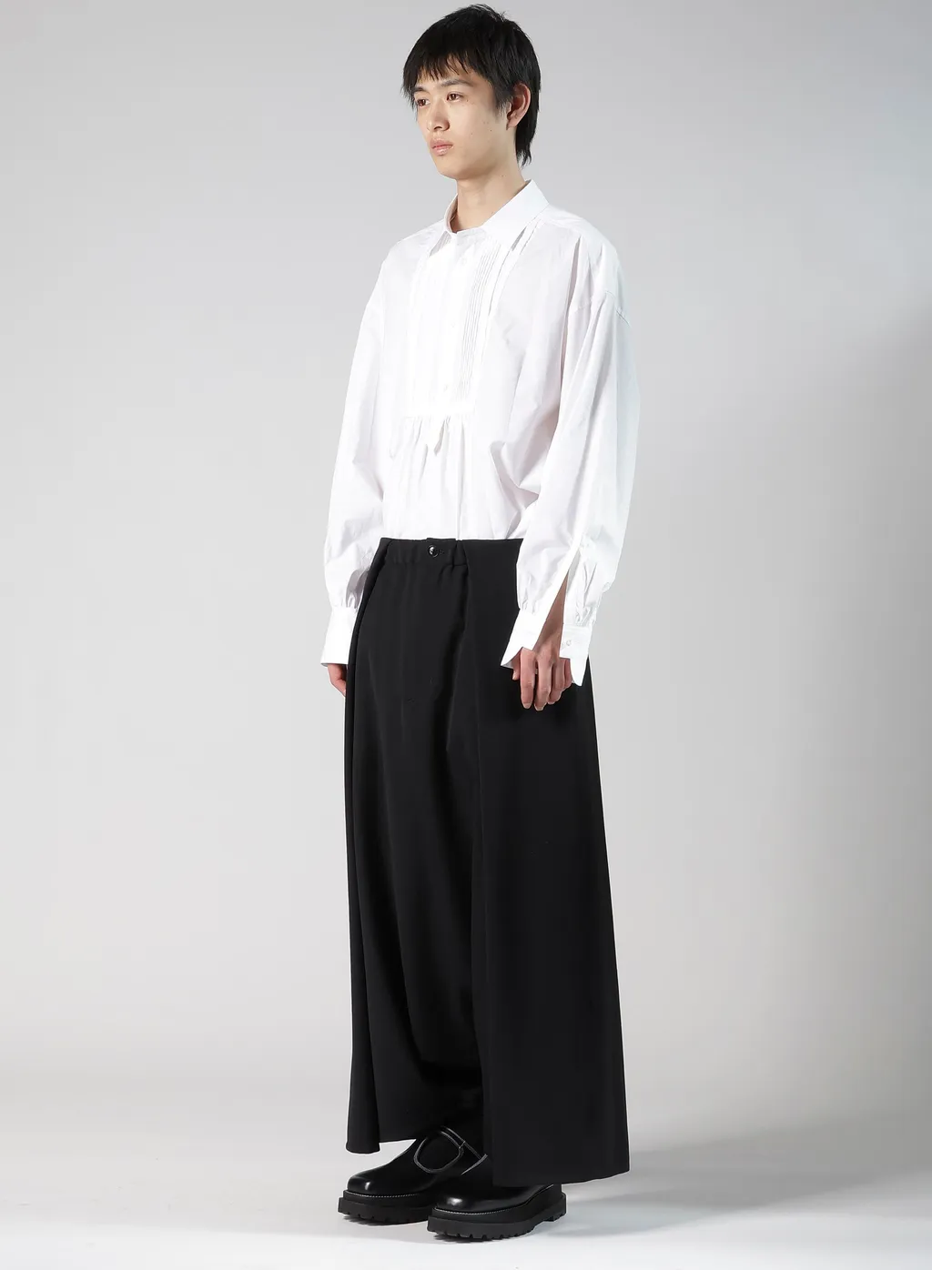 Wool Gabardine Sarouel Tucked Pants