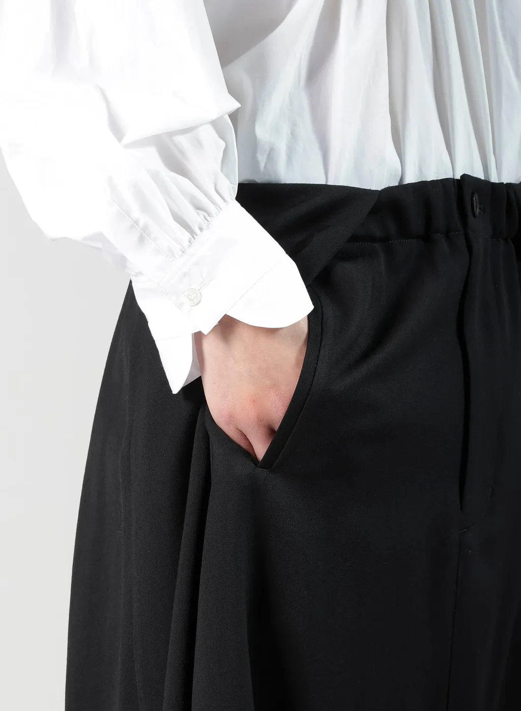 Wool Gabardine Sarouel Tucked Pants