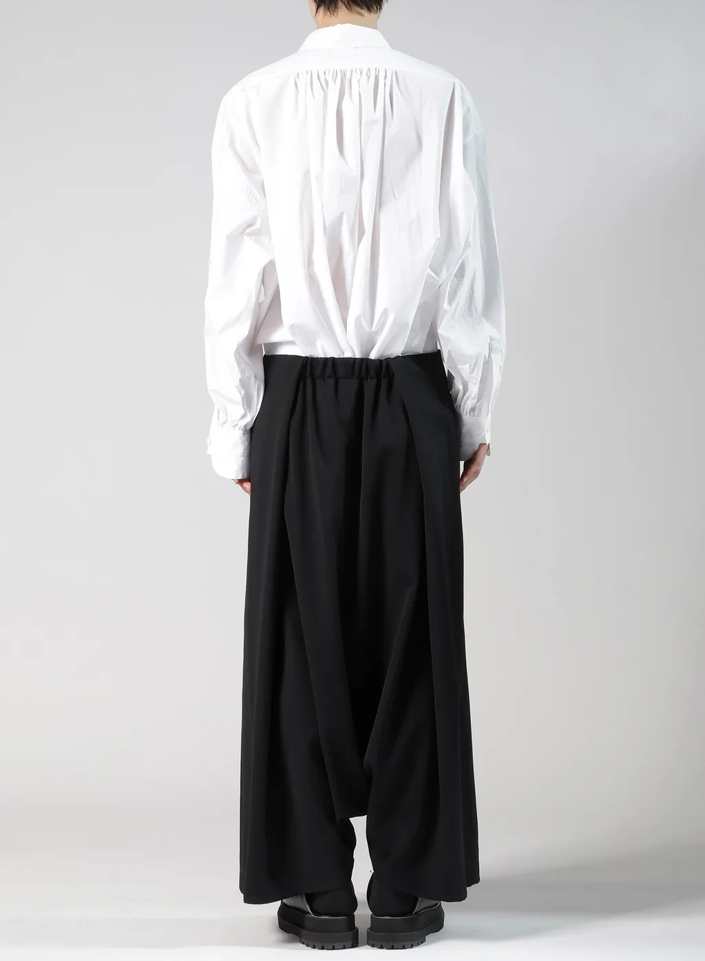 Wool Gabardine Sarouel Tucked Pants