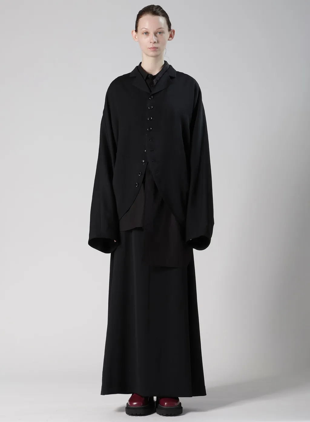 Wool Gabardine Line Skirt