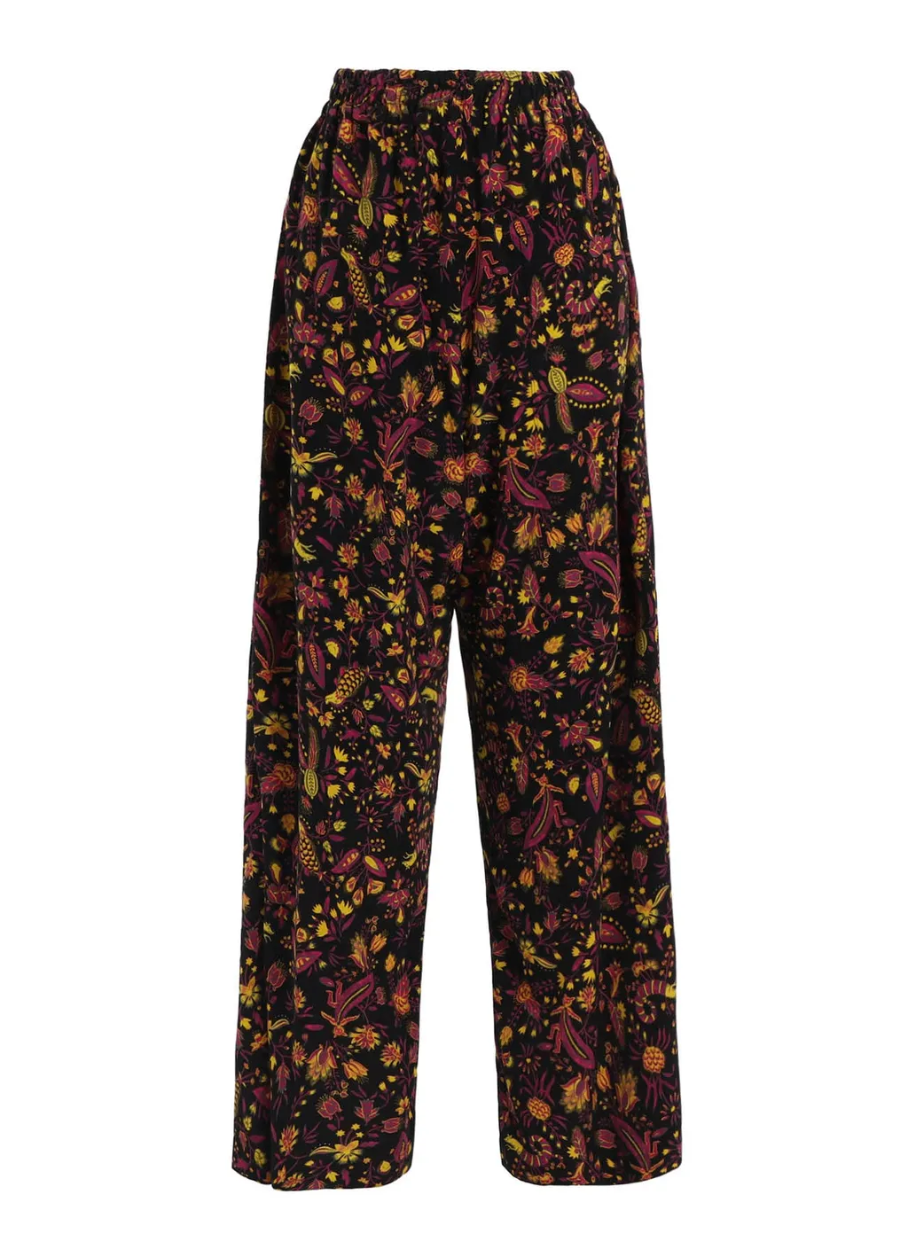 Flower Print Elastic Waist Pants