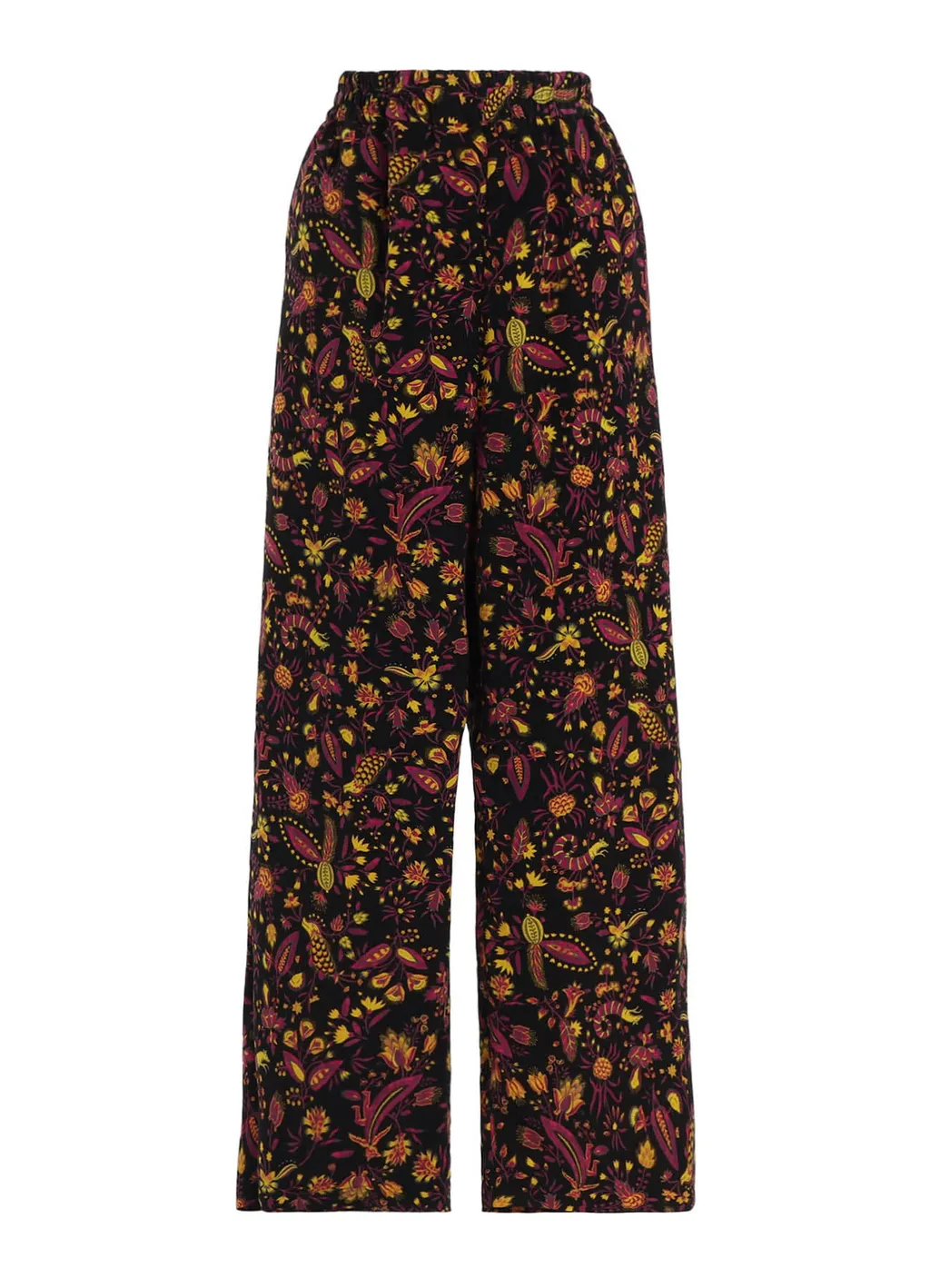 Flower Print Elastic Waist Pants