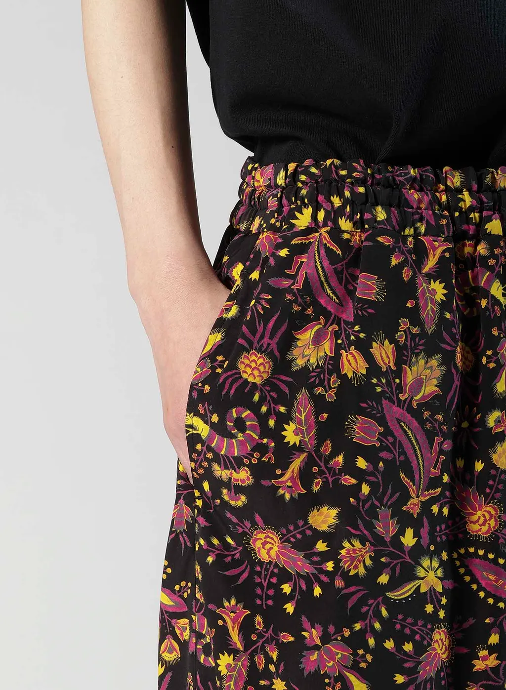 Flower Print Elastic Waist Pants