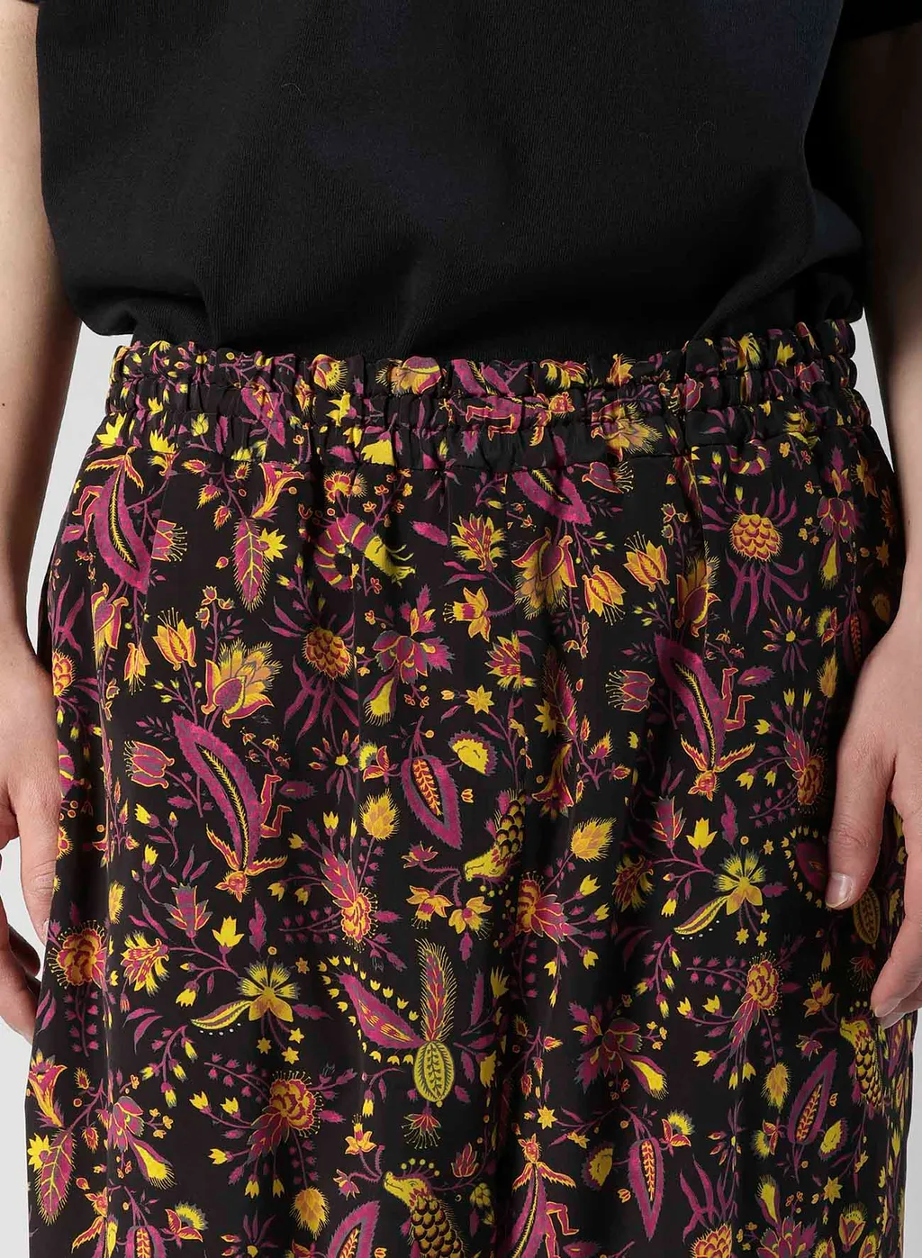 Flower Print Elastic Waist Pants