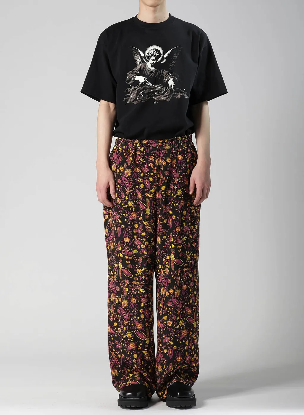 Flower Print Elastic Waist Pants