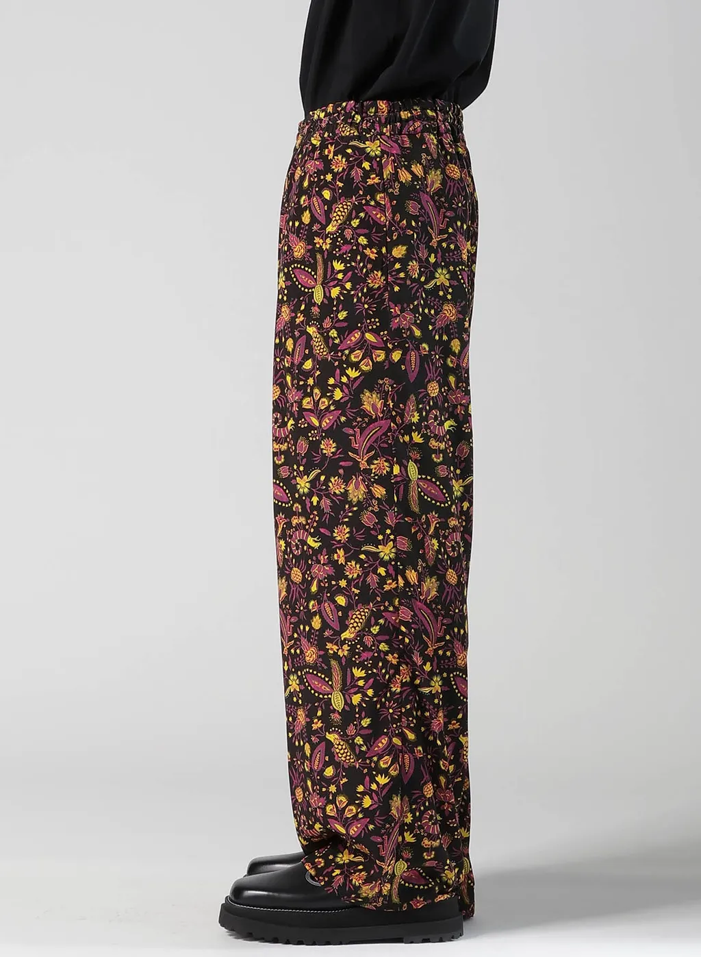 Flower Print Elastic Waist Pants