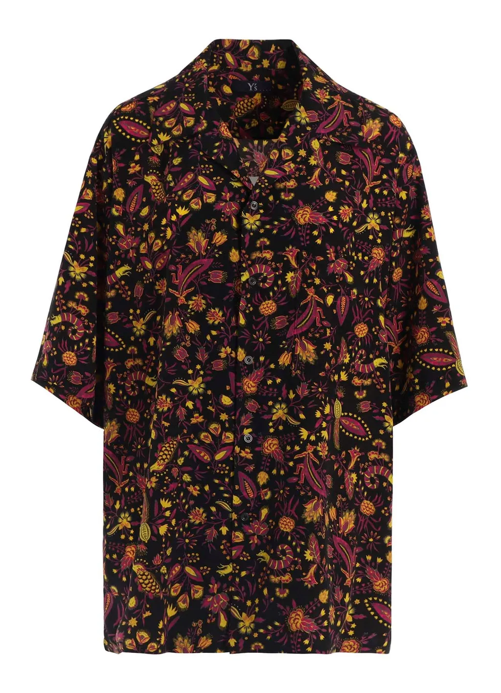 Flower Print Open Collar Shirt
