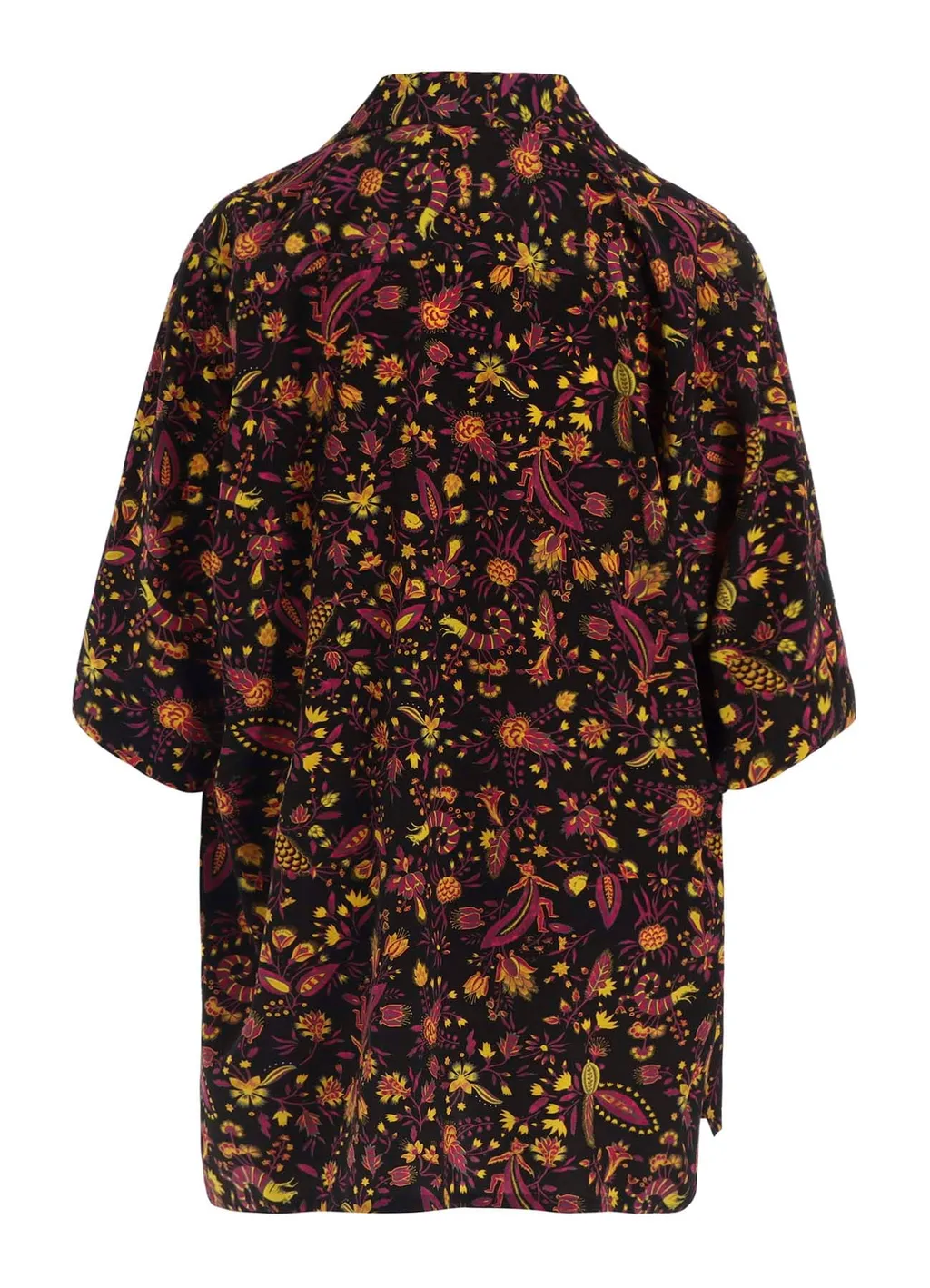 Flower Print Open Collar Shirt