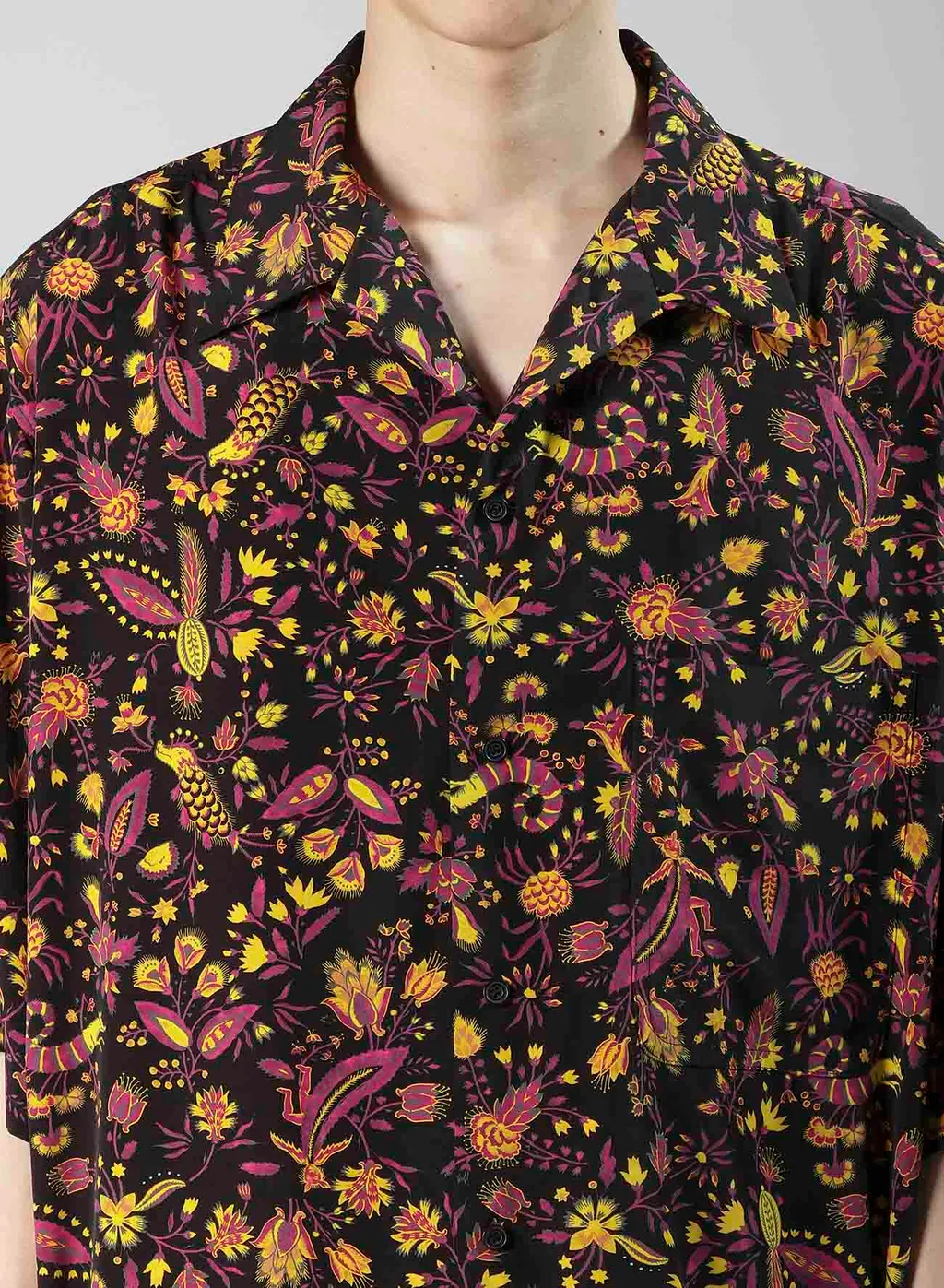 Flower Print Open Collar Shirt