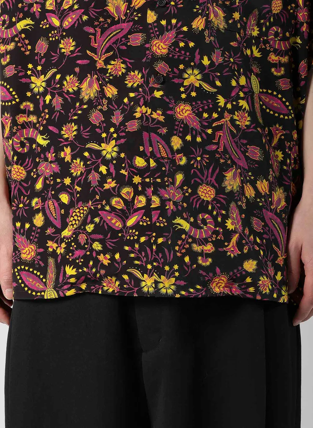 Flower Print Open Collar Shirt
