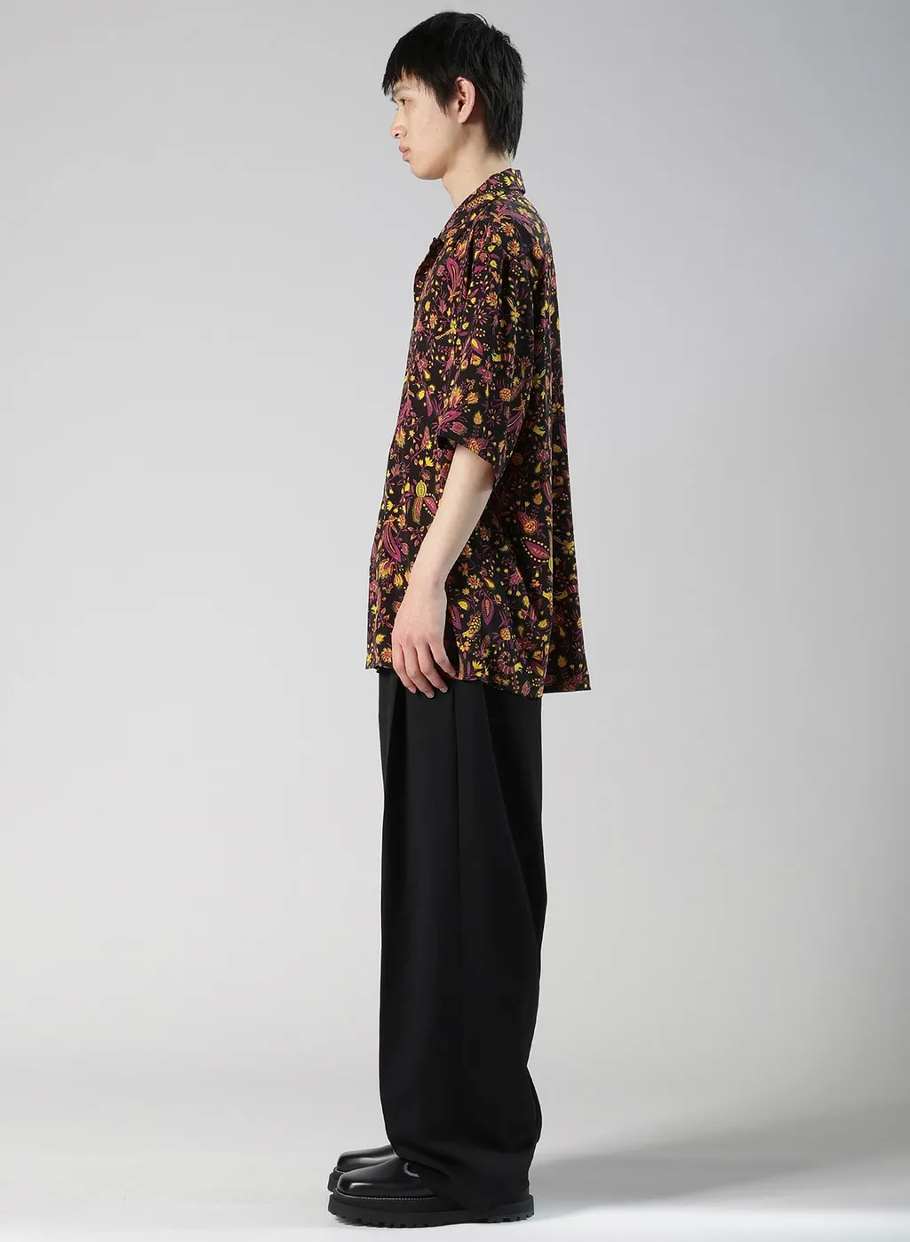 Flower Print Open Collar Shirt