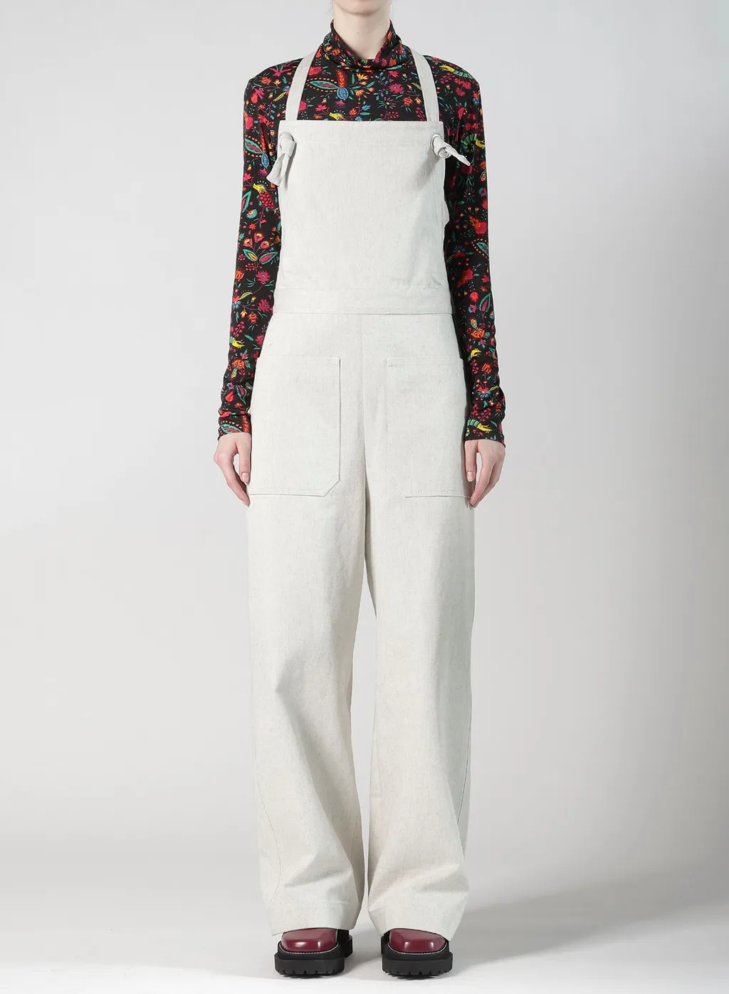Uneven Yarn Denim Apron Pants