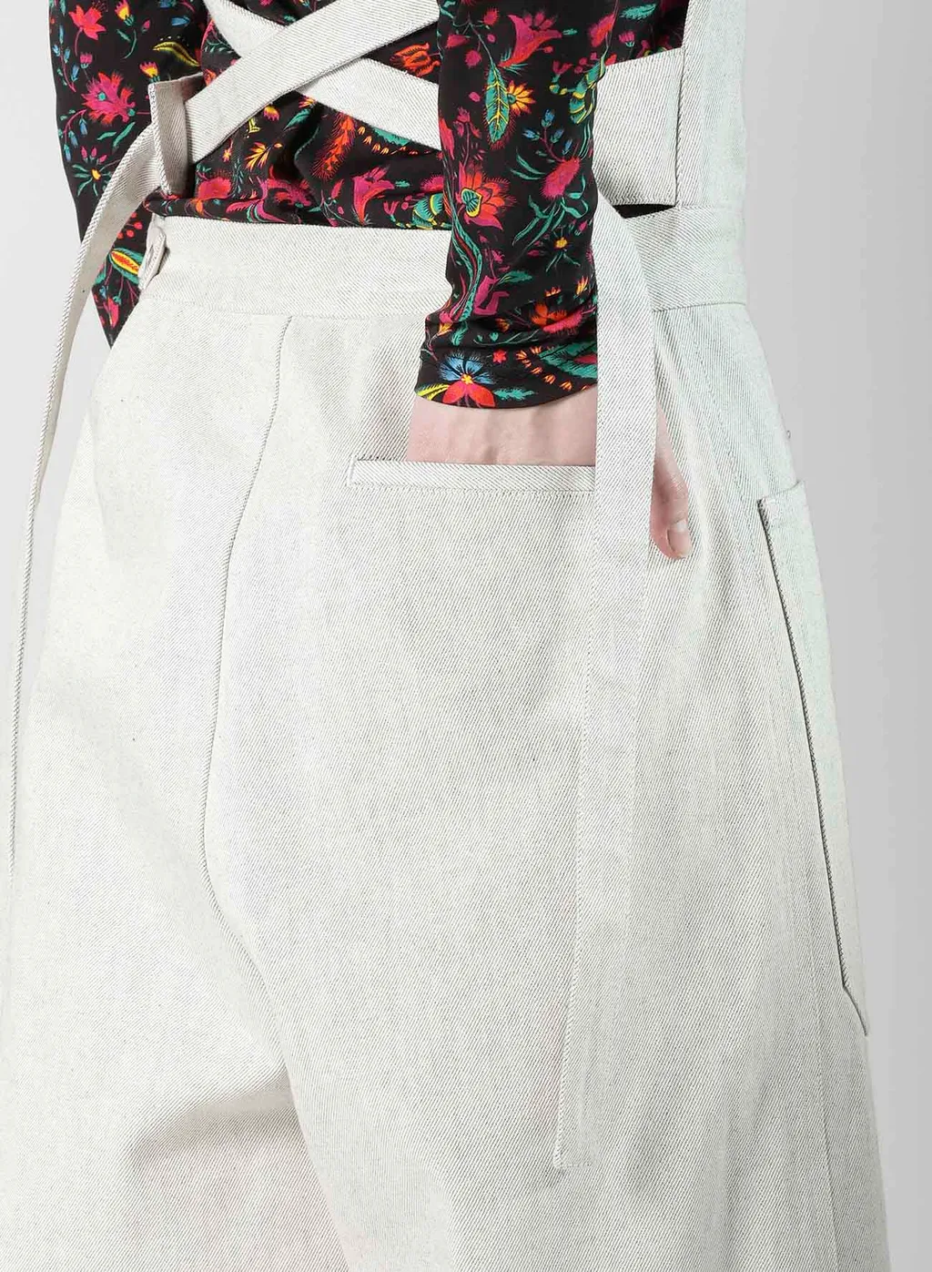Uneven Yarn Denim Apron Pants