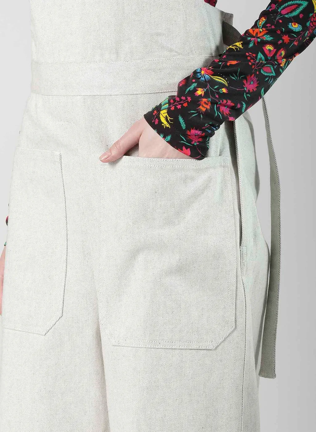 Uneven Yarn Denim Apron Pants