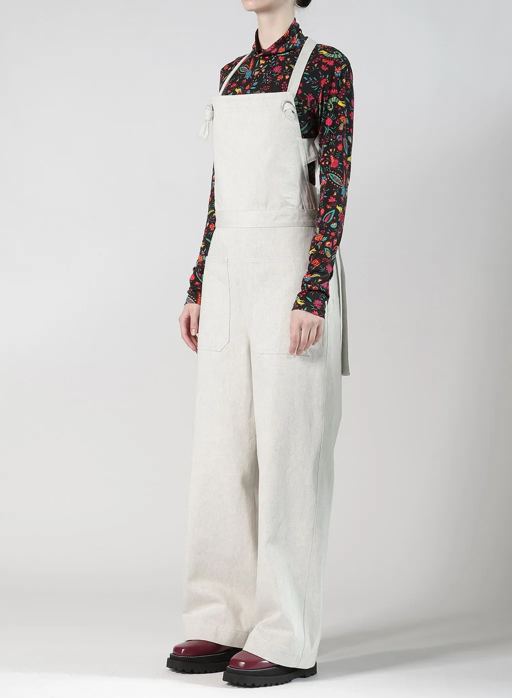 Uneven Yarn Denim Apron Pants