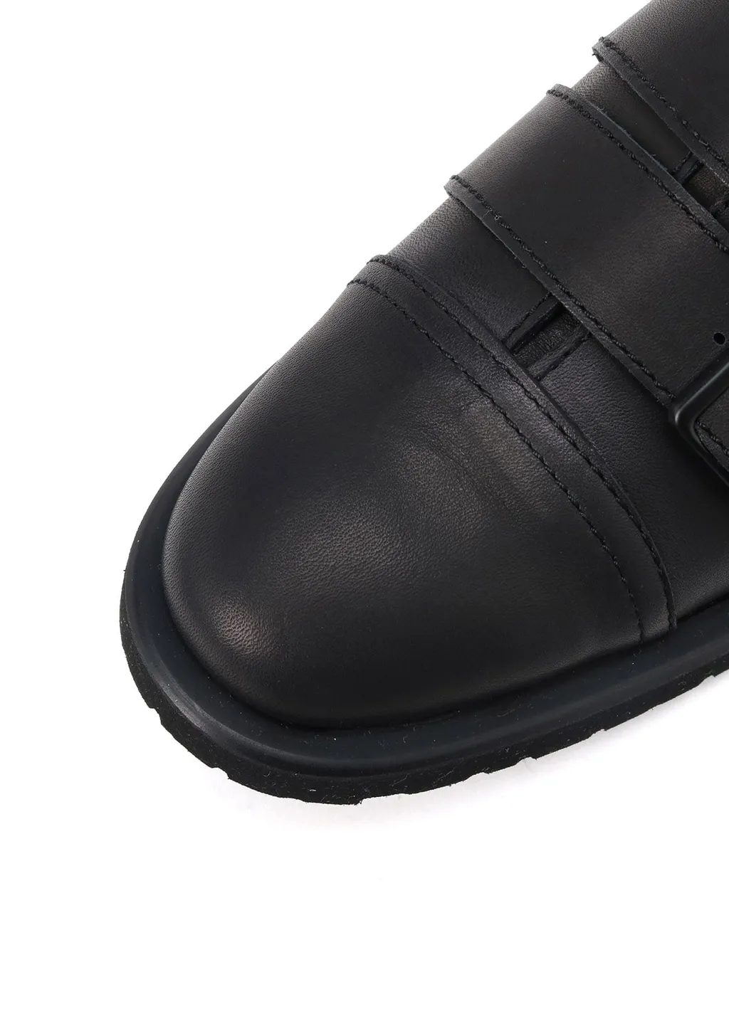 Matte Smooth Leather Belted Shoes